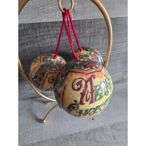 Vintage Paper Mache Merry Christmas 3 1/2" Ball Ornaments Large Lot 301a